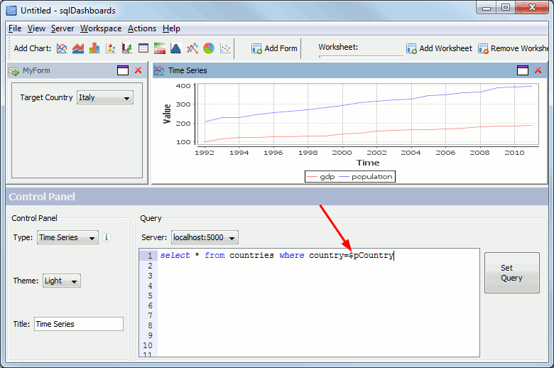 Using the parameter to customize our sql query.